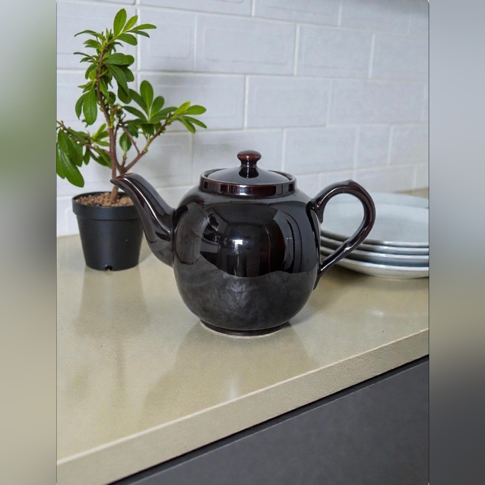 Rare 10-12 Cup Vintage Sadler Brown Betty Teapot - Iridescent Rockingham Glaze